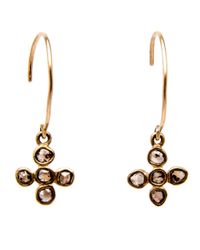Mathilde Danglade - Brown Diamond Cross Earrings - Lyst