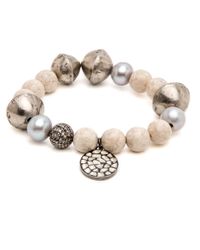 Hannah Ferguson - Multicolor Cream Beaded Bracelet With Charm - Lyst