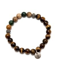 Eleventy - Brown And Beige Beaded Stretch Bracelet for Men - Lyst