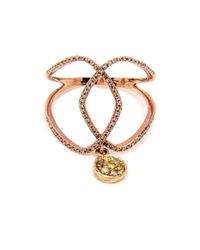 Loree Rodkin - Metallic Intwined Delicate Pave Ring With Round Disc - Lyst