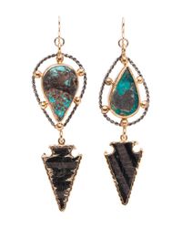 Devon Leigh - Multicolor Mixed Metal Turquoise Arrowhead Drop Earrings - Lyst