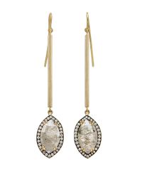 Sylva & Cie - Multicolor Stick With Pear Shaped Diamond Earrings - Lyst