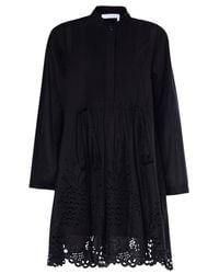 Chloé | Black Cotton Poplin Dress | Lyst