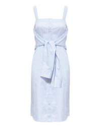 Maison Margiela | Blue Trompe L'oeil Strappy Stripe Cotton Dress | Lyst