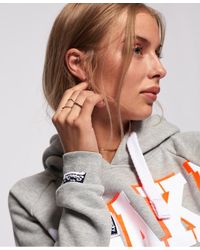 Superdry Gray Osaka Swoosh Sport Crop Hoodie