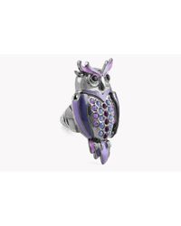 Tateossian - Multicolor Mechanical Owl Pin In Gunmetal Plating - Lyst