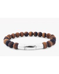 Tateossian - Semi-precious Brown Tiger Eye Stone Beaded Bracelet for Men - Lyst