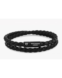 Tateossian | Chelsea Bracelet In Black Eco-leather With Black Aluminium Clasp for Men | Lyst