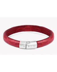 Tateossian | Caiman Bracelet In Red Leather With Silver Clasp for Men | Lyst