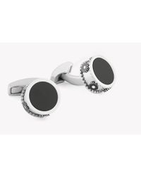 Tateossian - Metallic Tambourine Gear Silver Cufflinks In Black Onyx for Men - Lyst