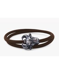 Tateossian - Bull Head Bracelet In Brown Leather And Silver - Lyst