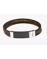 Tateossian - Brown Carbon Slide Silver Bracelet for Men - Lyst