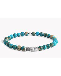Tateossian - Blue Disc Round Impression Jasper Beaded Bracelet With Silver Spacer Discs - Lyst