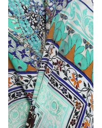 Camilla Multicolor Soul Sisters Crystal-embellished Printed Silk Crepe De Chine Coverup Mint