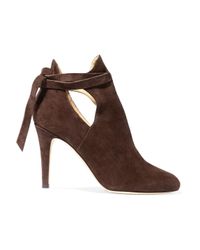 Jimmy Choo Brown Marina Cutout Suede Ankle Boots