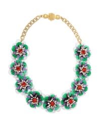 Shourouk | Green Narcis Gold-tone, Bead And Sequin Necklace | Lyst