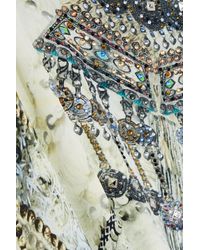 Camilla Multicolor Convertible Crystal-embellished Printed Silk Kaftan Ecru