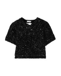 Sonia Rykiel Black Cutout Sequined Knitted Top