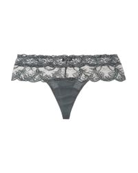 La Perla Gray Zephyra Leavers Lace And Tulle Thong