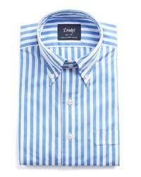 Drake's - Blue Button-down Bold Stripe Shirt for Men - Lyst
