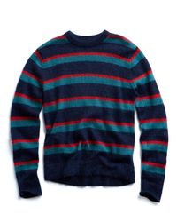 Todd Snyder - Italian Brushed Wool Multi Stripe Crewneck Sweater In Blue/red for Men - Lyst