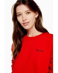 Sweat Smile brodé TOPSHOP en coloris Red