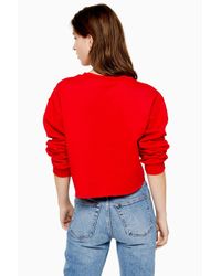 Sweat Smile brodé TOPSHOP en coloris Red