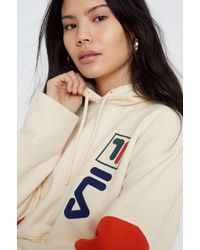 Fila White Cream Logo Crop Hoodie