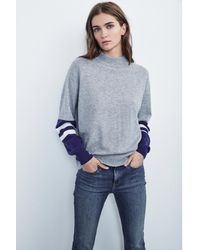Velvet By Graham & Spencer - Gray Lilian Mock Neck Cashmere Sweater - Lyst