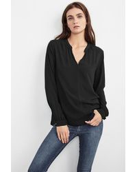 Velvet By Graham & Spencer - Black Costella Long Sleeve Challis Top - Lyst