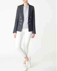 Veronica Beard Blue Jet Faux Db Cutaway Dickey Jacket