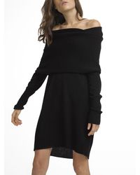 White + Warren - Black Cashmere Funnelneck Dress - Lyst