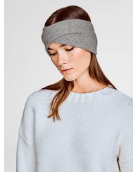 White + Warren - Gray Cashmere Crossover Headband - Lyst