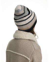 White + Warren - Gray Cashmere Striped Plush Rib Beanie - Lyst