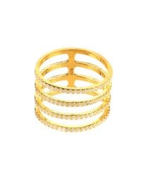 Latelita - Metallic Four Line Geometric Fashion Ring Gold - Lyst