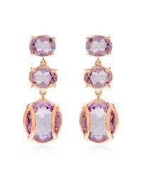 Alexandra Alberta - Pink Yellow Gold Plated Lexington Earrings With Rose De France Amethyst - Lyst
