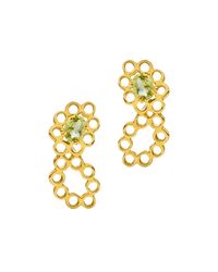 Muscari Jewellery - Metallic Tilegree Gold & Green Stud Earrings - Lyst