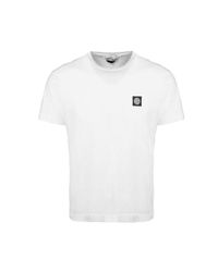 Stone Island - White Patch Logo T-shirt for Men - Lyst