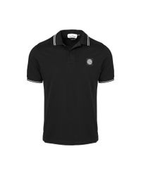 Stone Island - Black Logo Patch Polo for Men - Lyst