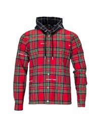 Off-White c/o Virgil Abloh Red Hooded Check All-over Shirt
