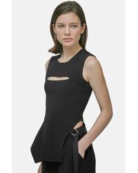 Yigal Azrouël - Black Asymmetric Keyhole Knit Top - Lyst