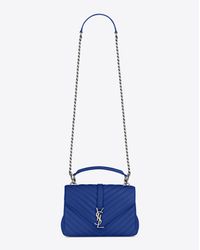 Saint Laurent - Blue Monogram College Quilted Leather Shoulder Bag - Lyst