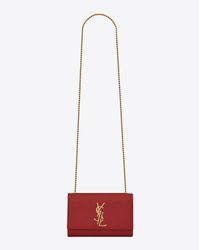 Saint Laurent | Small Kate Monogram Satchel In Lipstick Red Leather | Lyst