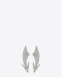 Saint Laurent | Metallic Cocktail Arrow Earrings In Silver-toned Brass And Clear Crystal | Lyst