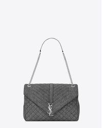 Saint Laurent - Gray Large Soft Envelope Monogram In Washed Grey - Lyst