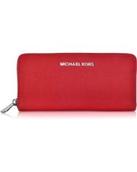 Michael Kors Jet Set Travel Leather Continental Wallet - Red 