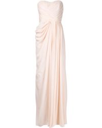 Nicole Miller Silk Smocked Halter Gown in Pink (BRINK PINK) | Lyst