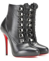 Christian louboutin Jennifer 120 Perforated Leather Boots in Black ...