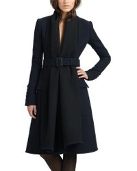 Burberry Bow Detail Wool Coat in Blue (true navy check) | Lyst