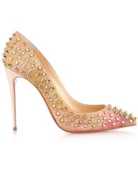 Christian louboutin Guni Mesh Spike 55mm Red Sole Pump in Beige ...